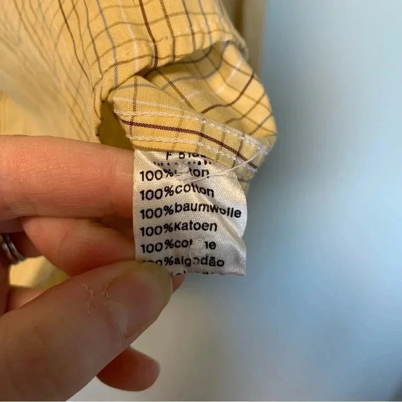 Lacoste  plaid yellow button down shirt - Picture 3 of 5